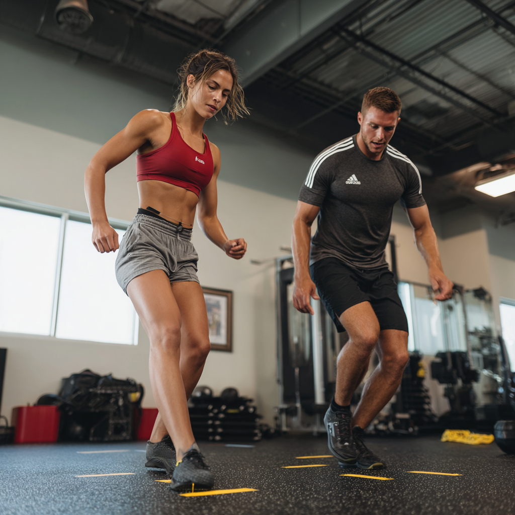 professional athletes performing dynamic functional training movements